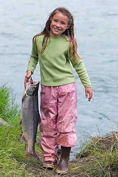 Girl Salmon Fishing